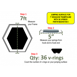 JUMPING SURFACE FOR 7' HEXAGON TRAMPOLINE WITH 36 V-RINGS-5