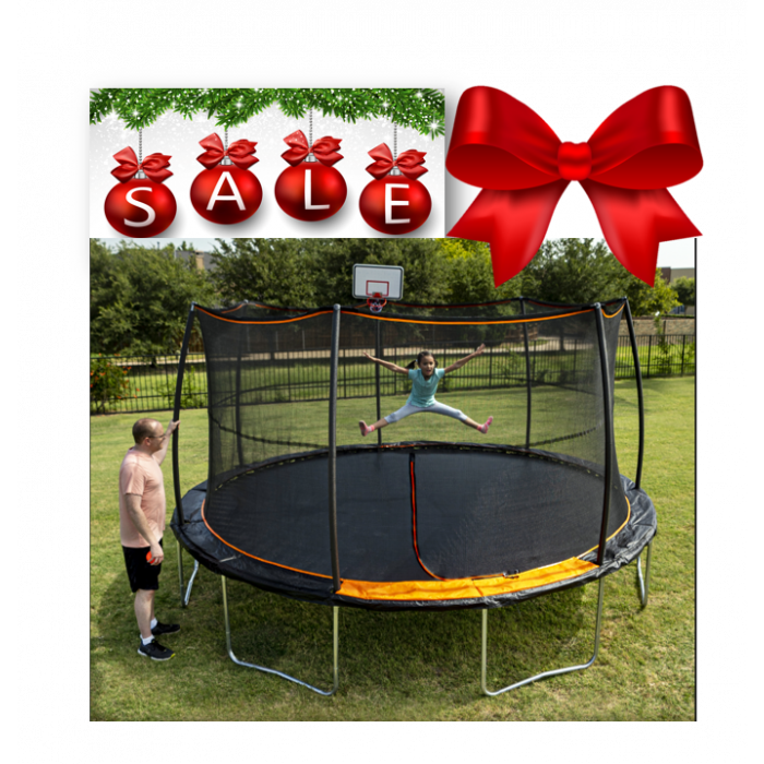 JUMPKING 15FT TRAMPOLINE WITH BASKETBALL HOOP