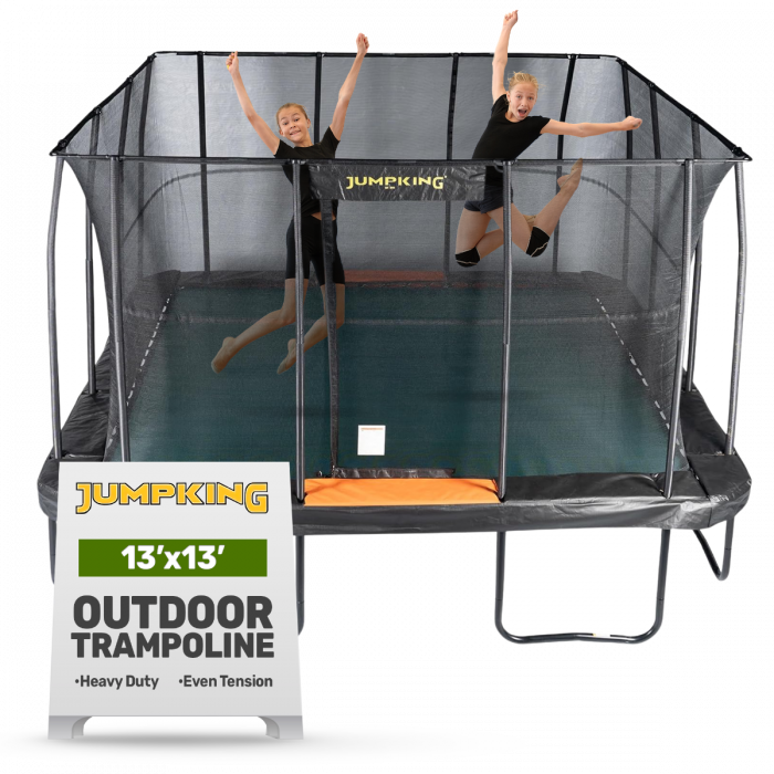 JumpKing 13 x 13 Square Trampoline Outdoor Indoor Recreational Trampoline Large Trampoline and Holiday Gift for Kids Adults Family Fun