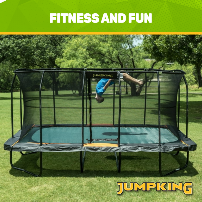 Rectangle trampoline with enclosure top